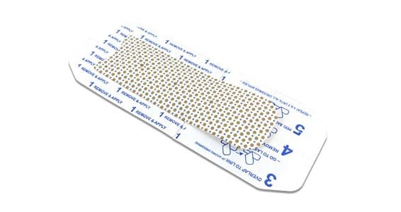 advanced wound care adhesive for surgical incision treatment fabricated with cutting edge medical materials including step by step instructions printed on adhesive peel layer.